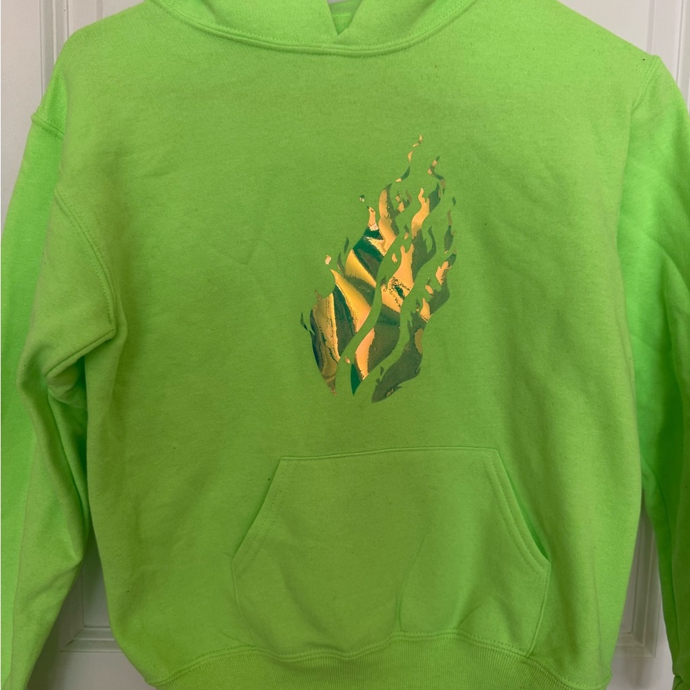 Kids Green Hoodie with Flame Design